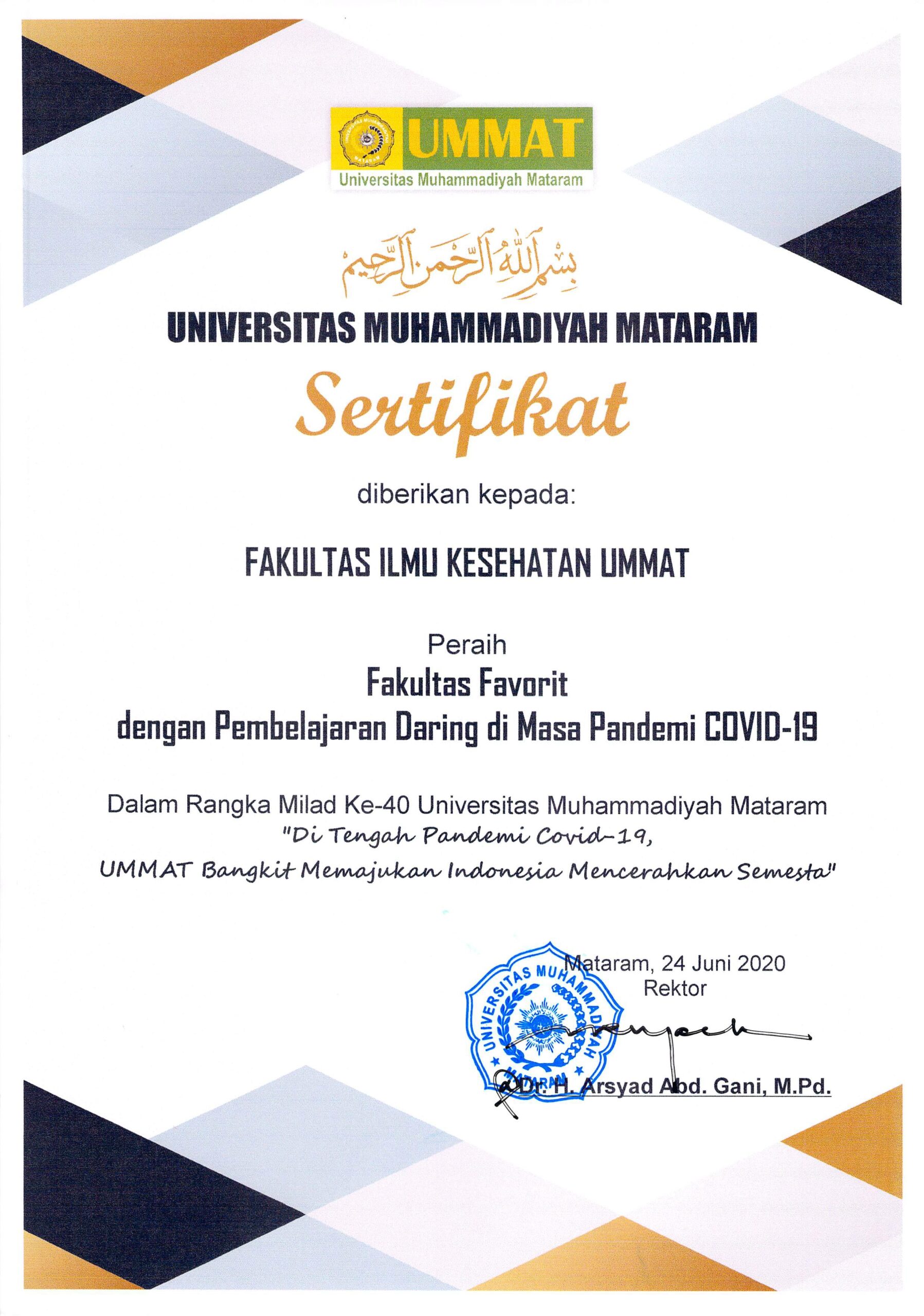Fakultas Ilmu Kesehatan UMMAT meraih Fakultas Favorit
