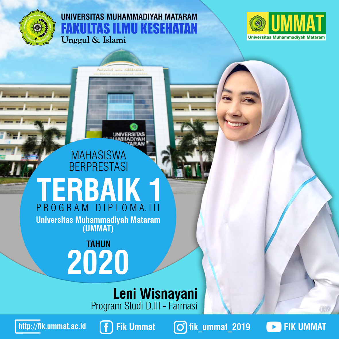 Leni Wismayani, Mahasiswa Fakultas Ilmu Kesehatan Program Studi D3 Farmasi Meraih Gelar Juara 1 Pilmapres