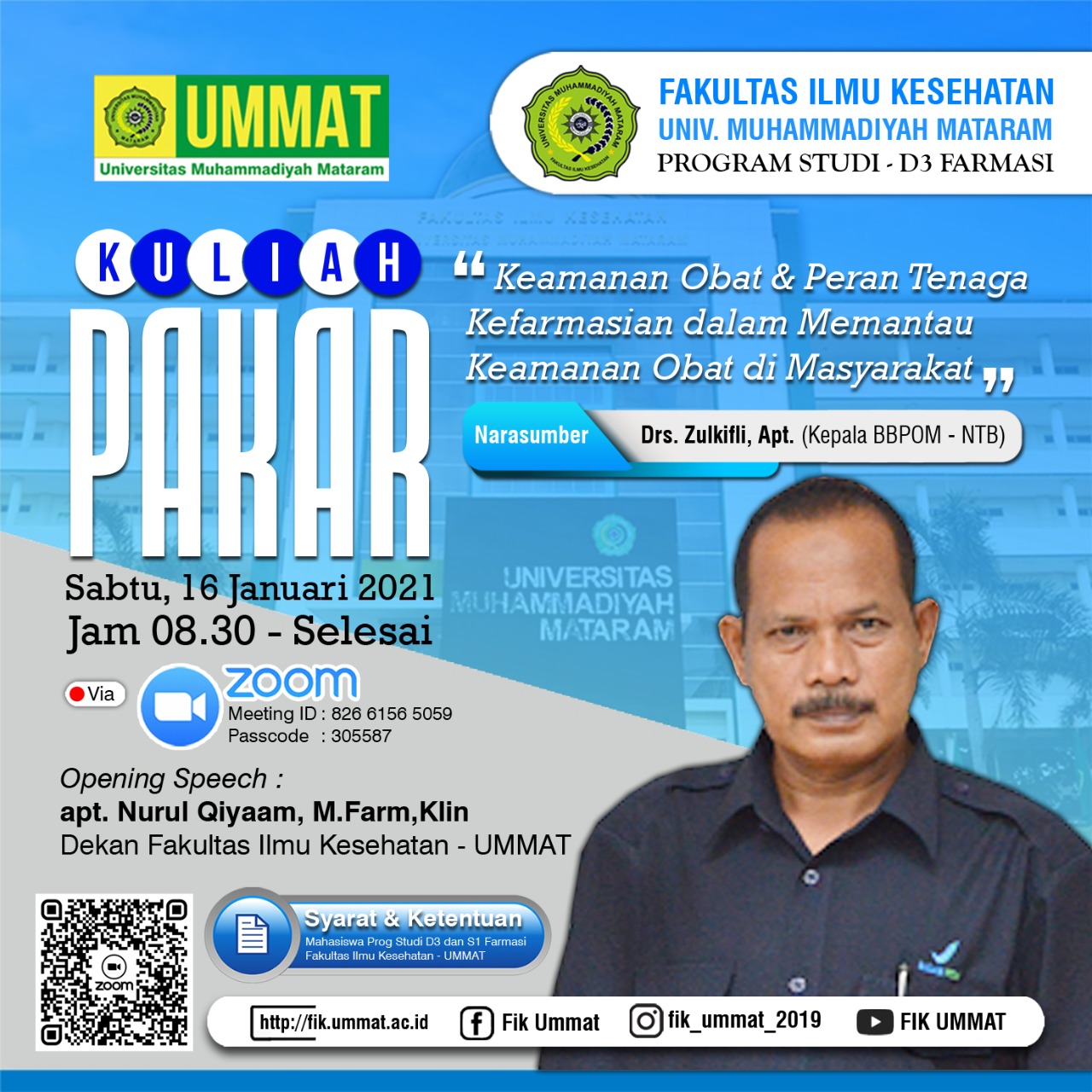 Kuliah Pakar oleh Kepala BBPOM Mataram
