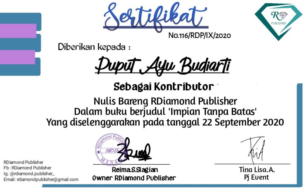 Nulis Bareng RDiamond Pblisher Dalam buku berjudul “Impian Tanpa Batas