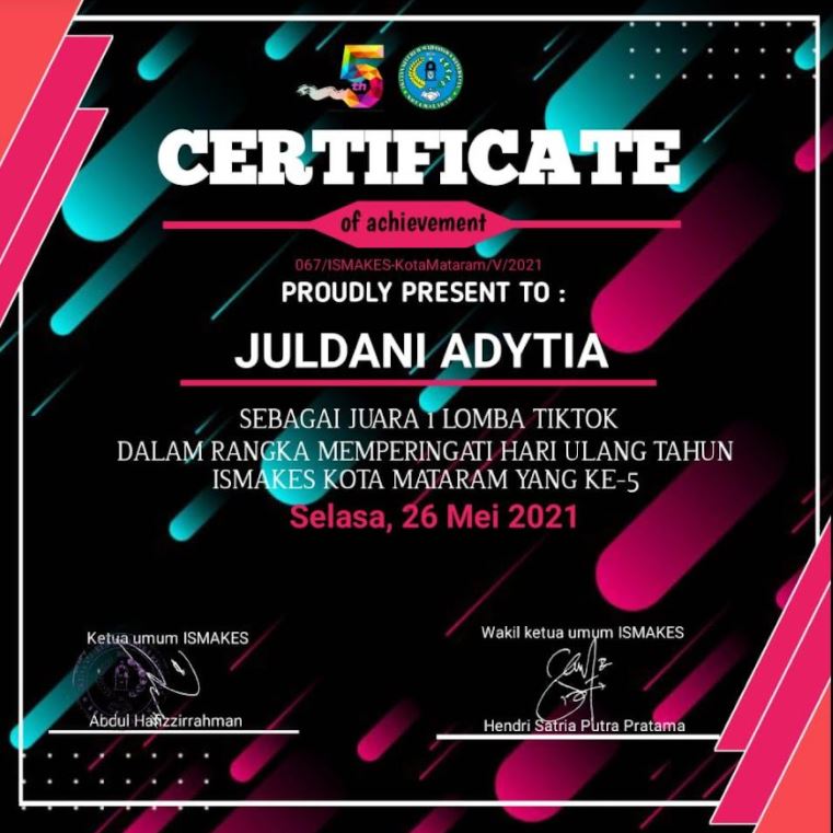 Juara 1 Lomba TikTok diraih oleh Juldani Adytia