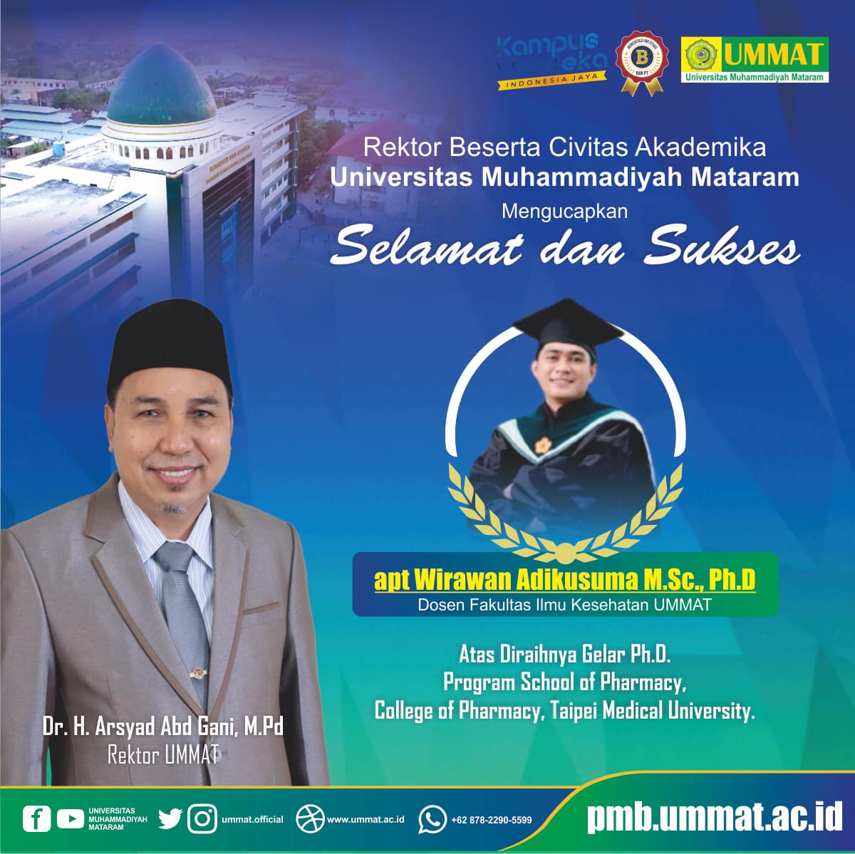 Dosen Prodi D3 Farmasi Mendapatkan gelar Ph.D dari Taipei Medical University