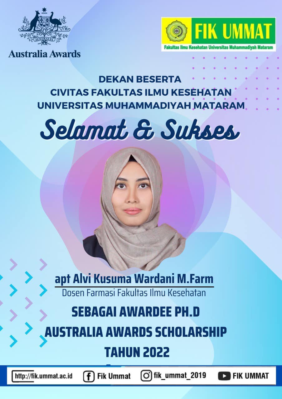 Dosen Prodi S1 Farmasi Lolos Beasiswa Australia Awards Scholarship Tahun 2022 untuk Program Ph.D