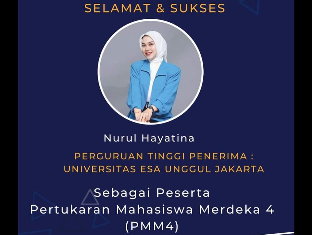 pertukaran Mahasiswa Merdeka (PMM4) dengan Perguruan Tinggi Universitas Esa Unggul Jakarta