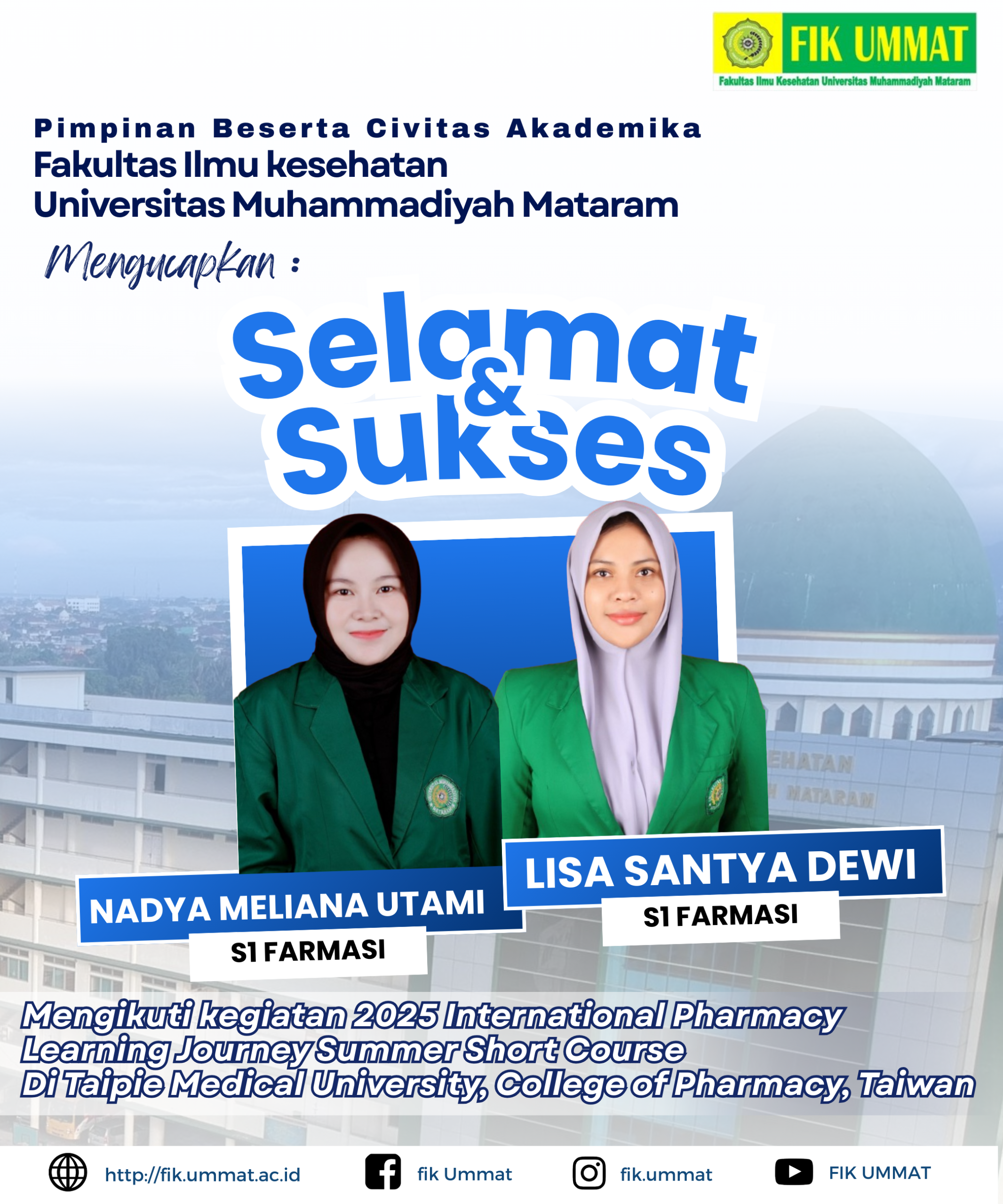 Dua Mahasiswi FIK UMMAT Raih Kesempatan Belajar di Taiwan